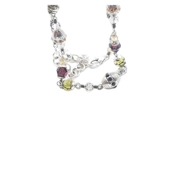 Brighton Silver Tone Multicolor Crystals Necklace 32.5g - Picture 2 of 9